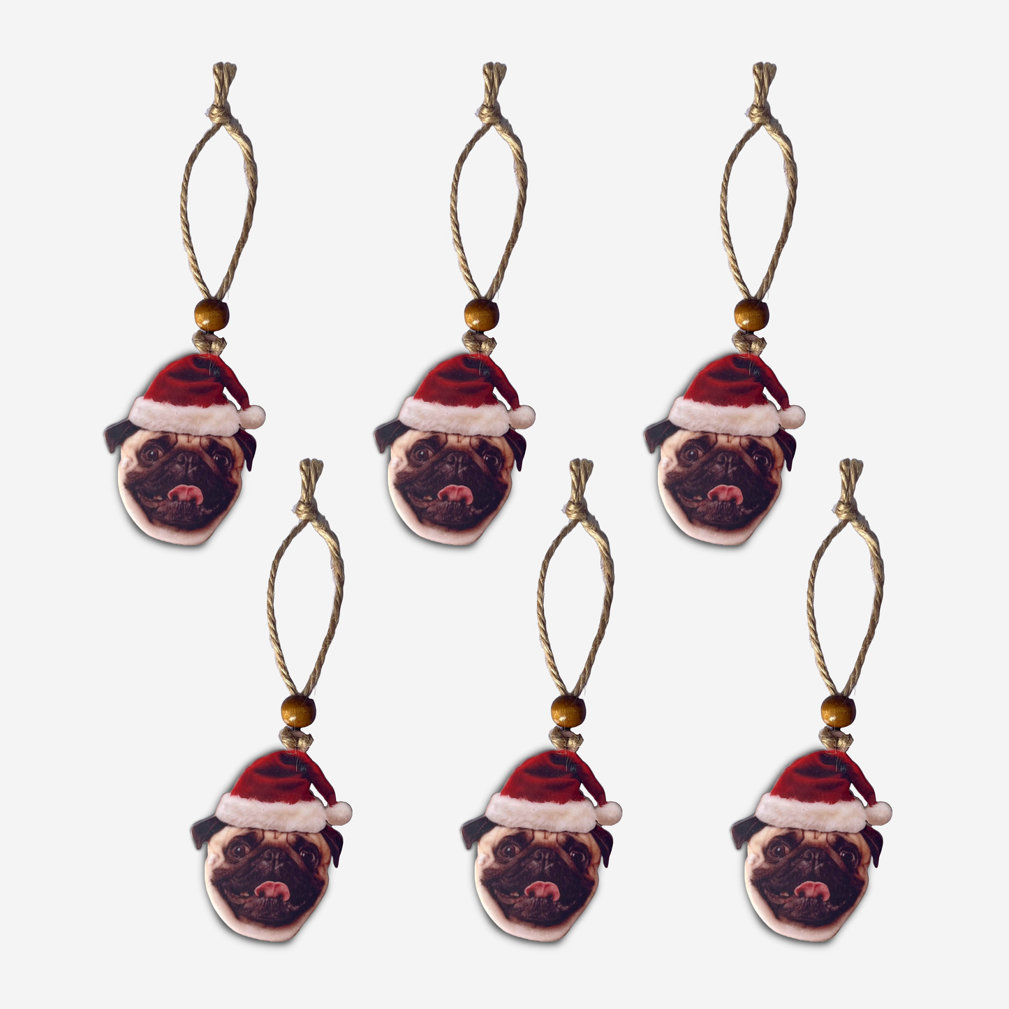 Acrylic Christmas Ornament: Santa Hat Dog