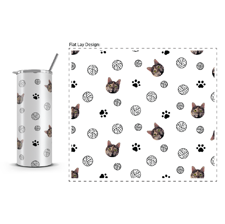 20oz. Slim Tumbler: Cat Ball