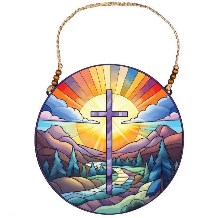 Acrylic Circular Wall Decor: Purple Cross