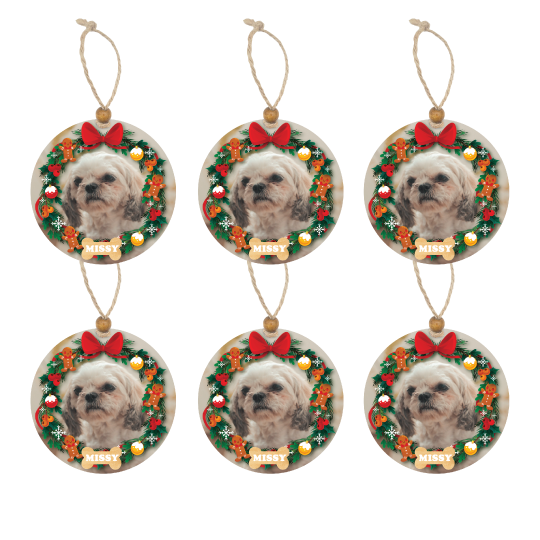 Acrylic Christmas Ornament: Dog Wreath