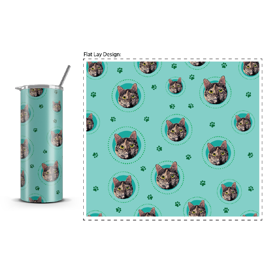 20oz. Slim Tumbler: Green Paws