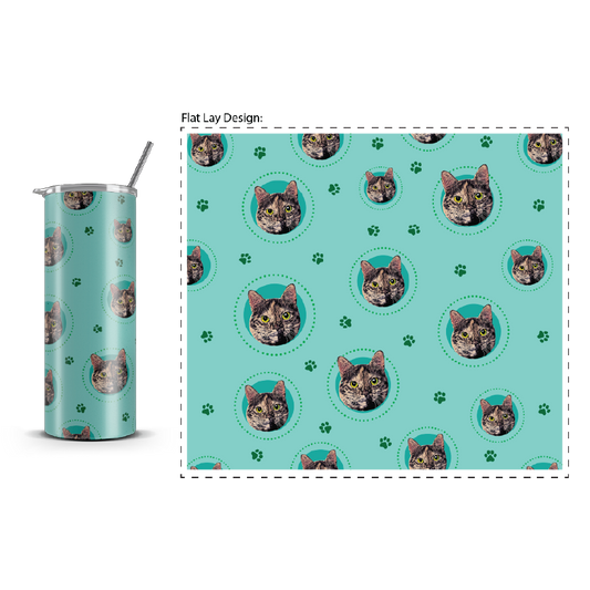 20oz. Slim Tumbler: Green Paws