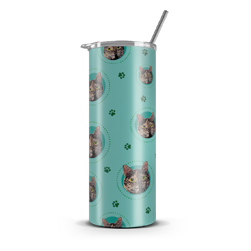 20oz. Slim Tumbler: Green Paws