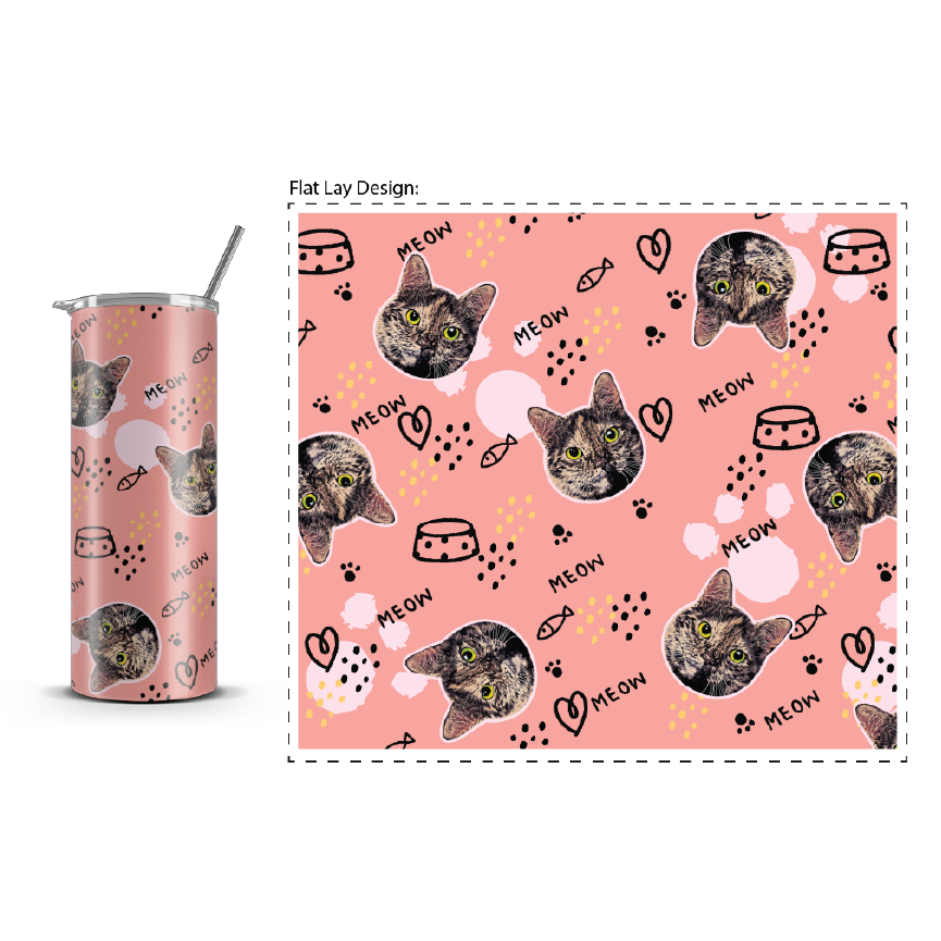 20oz. Slim Tumbler: Pink Paws