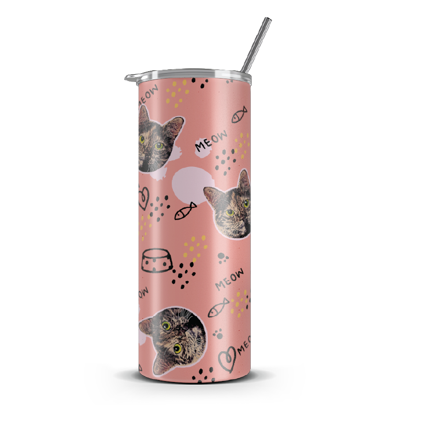 20oz. Slim Tumbler: Pink Paws