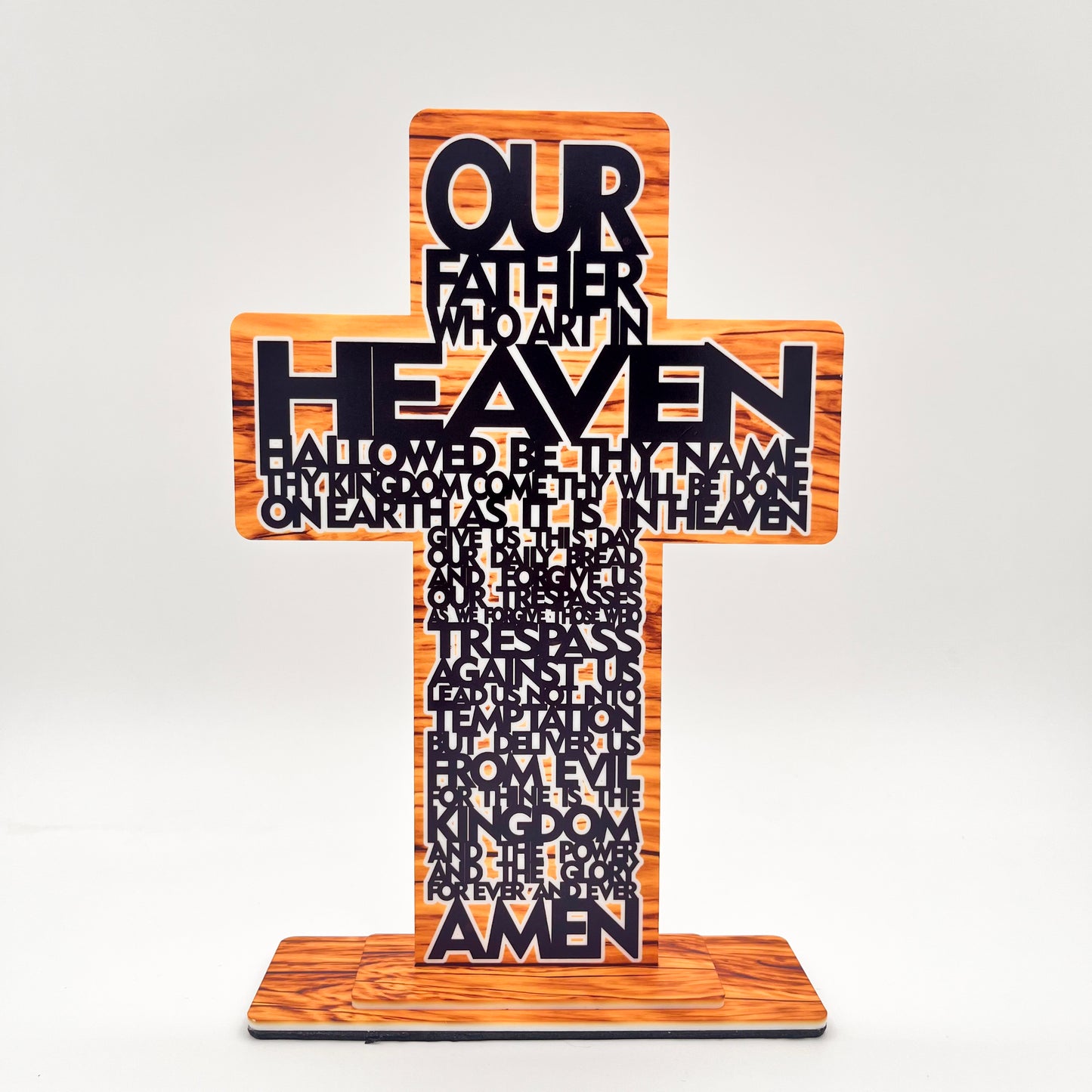 Acrylic Standing Decor: The Lord's Prayer Wood Effect