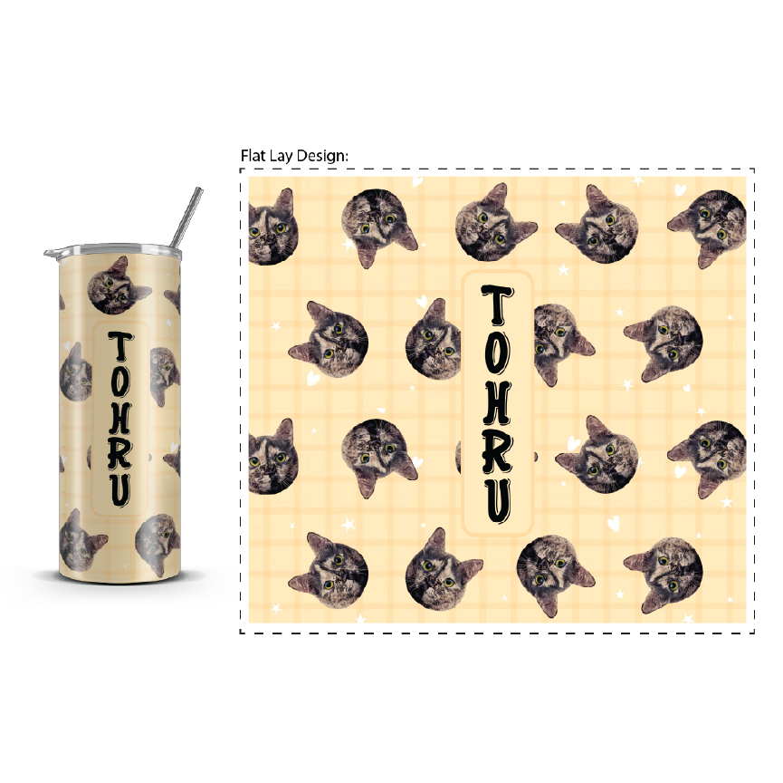 20oz. Slim Tumbler: Customizable Cat Tumbler
