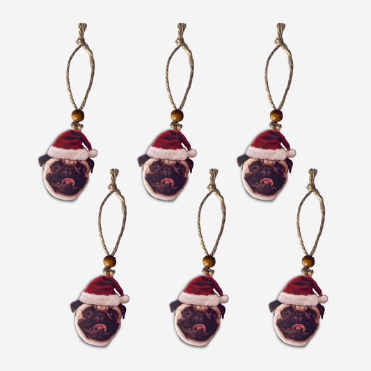 Acrylic Christmas Ornament: Santa Hat Dog
