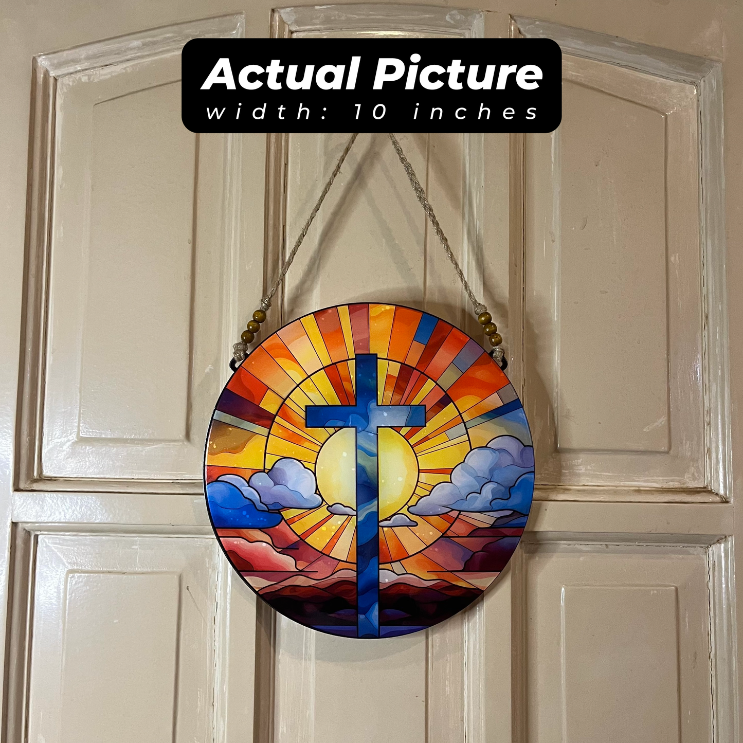 Acrylic Circular Wall Decor: Mary and Jesus Blue