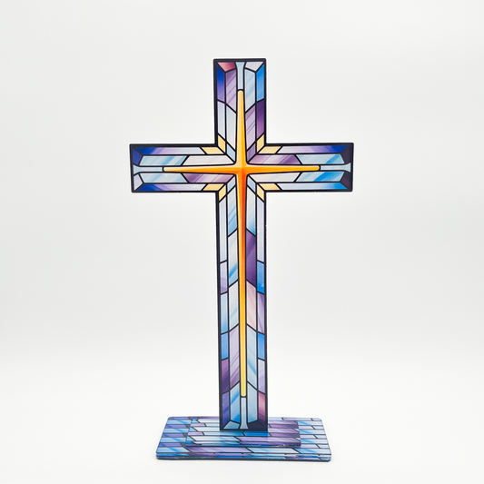 Acrylic Cross: Blue Gold