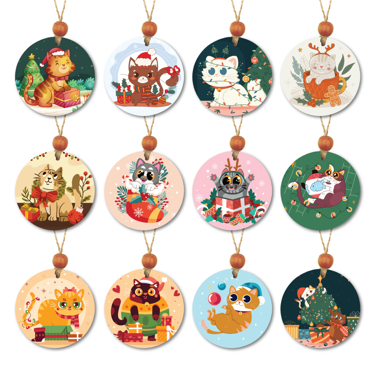 Acrylic Christmas Ornament: Cat Set 2