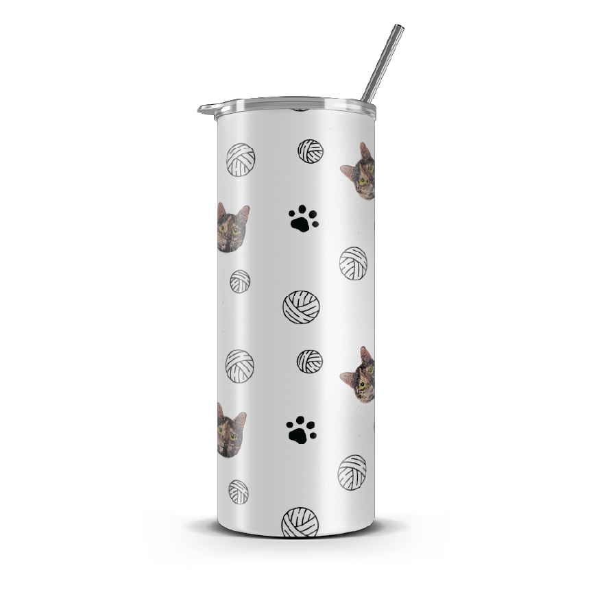 20oz. Slim Tumbler: Cat Ball