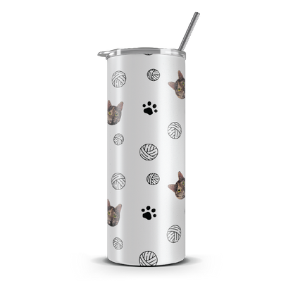 20oz. Slim Tumbler: Cat Ball