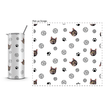 20oz. Slim Tumbler: Cat Ball