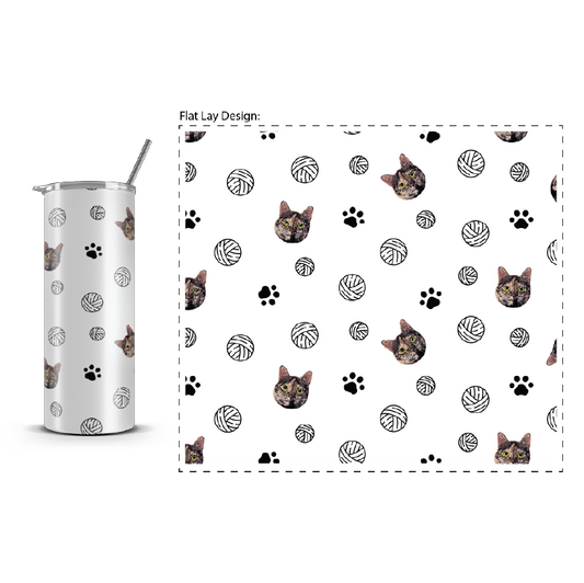 20oz. Slim Tumbler: Cat Ball