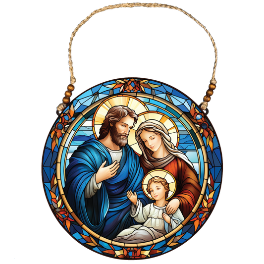 Acrylic Circular Wall Decor: Holy Family