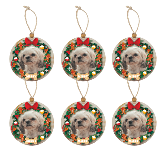Acrylic Christmas Ornament: Dog Wreath
