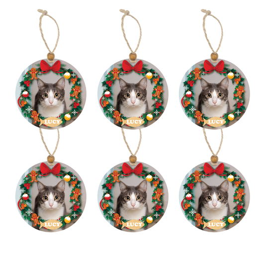 Acrylic Christmas Ornament: Cat Wreath