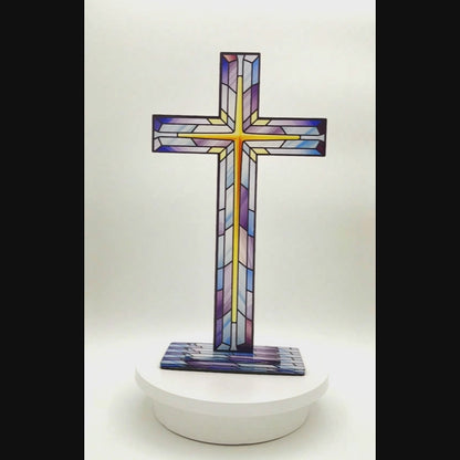 Acrylic Cross: Blue Gold